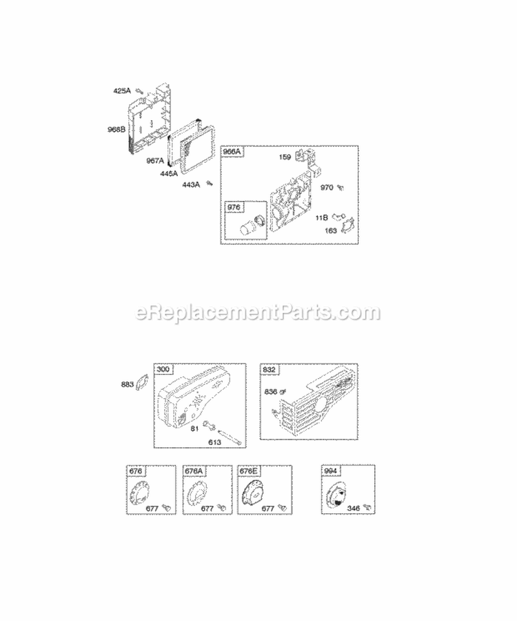 Air Cleaner Exhaust System Diagram and Parts List for 12G702-0611-01  Briggs and Stratton Engine